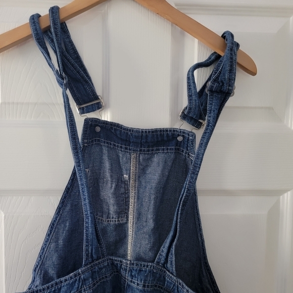 Big Star 1874 Short Denim Overalls Sz S Romper Linen Pockets Y2K 90s - Picture 7 of 12